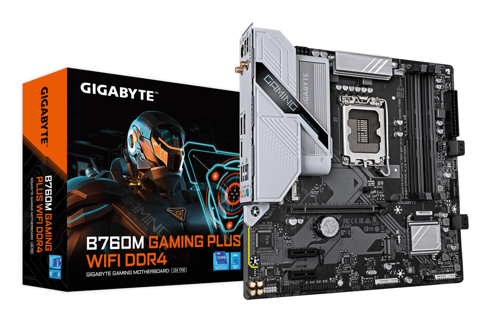 GIGABYTE B760M GAMING PLUS WIFI DDR4 Placa base - Compatible con procesadores Intel Core de 14ª generación, VRM de 4+1+1 fases, hasta 5333 MHz DDR4 (OC), 2xPCIe 4.0 M.2, Wi-Fi 6, LAN 1 GbE, USB 3.2 Gen 1