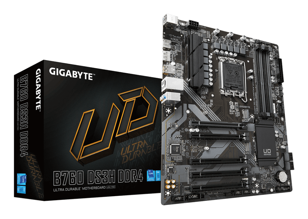 GIGABYTE B760 DS3H DDR4 Placa base - Soporta CPUs Intel Core de 14ª generación, VRM digital de 18+2+1 fases, hasta 5333MHz DDR4 (OC), 2xPCIe 4.0 M.2, LAN GbE, USB 3.2 Gen 2