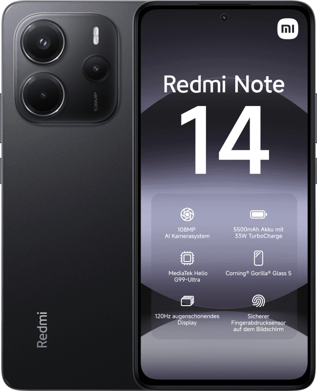 Xiaomi Redmi Note 14 16,9 cm (6.67") Ranura híbrida Dual SIM 4G USB Tipo C 6 GB 128 GB 5500 mAh Negro
