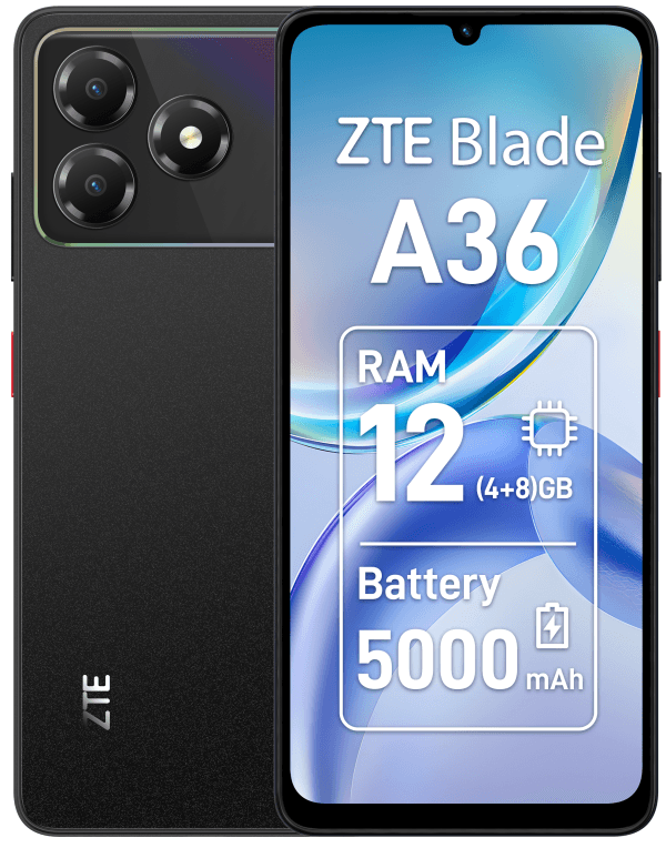 ZTE Blade A36 17,1 cm (6.75") SIM doble Android 15 4G USB Tipo C 4 GB 64 GB 5000 mAh Negro
