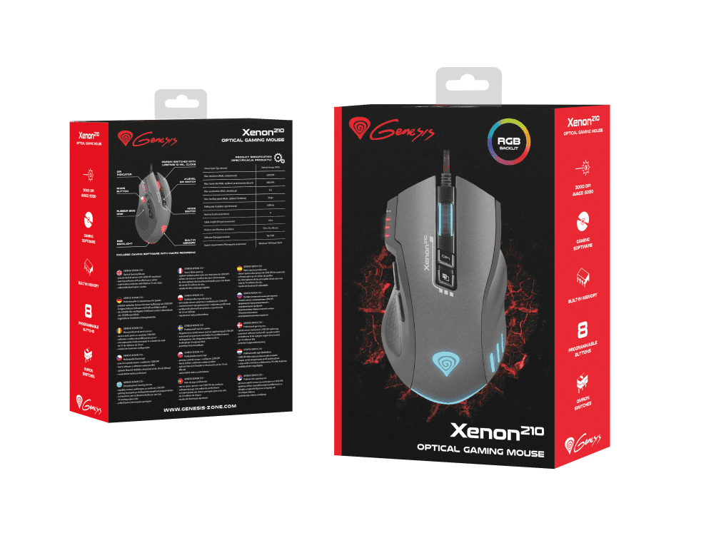 GENESIS Xenon 210 ratón Juego mano derecha USB tipo A Óptico 3200 DPI