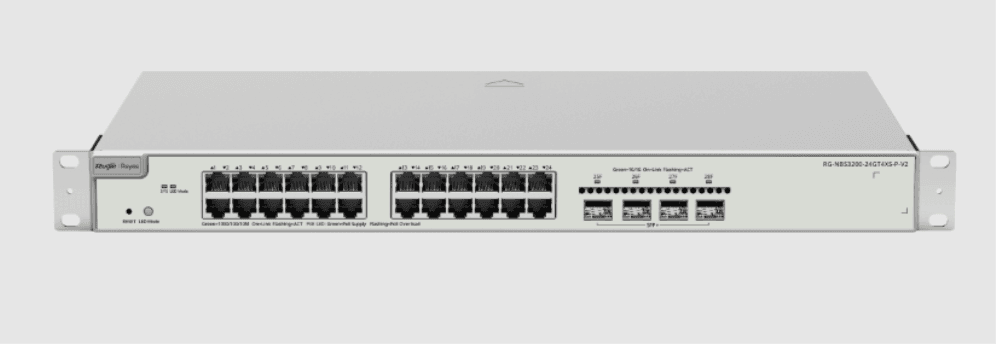 Ruijie Networks RG-NBS3200-24GT4XS-P-V2 switch Gestionado L2+ Gigabit Ethernet (10/100/1000) Energía sobre Ethernet (PoE) Gris