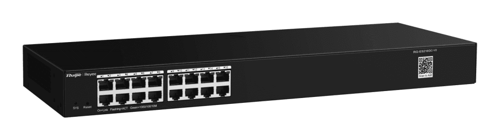 Ruijie Networks RG-ES200 Gestionado L2 Gigabit Ethernet (10/100/1000) Montaje en pared/escritorio Negro