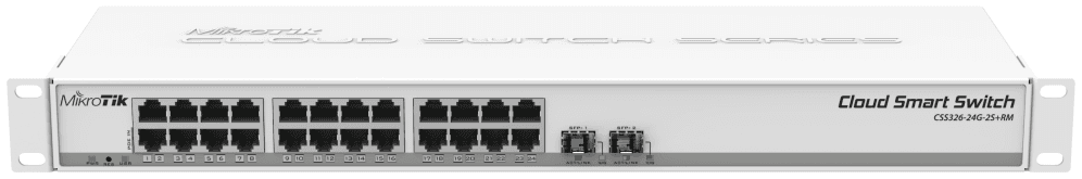 Mikrotik CSS326-24G-2S+RM switch Gestionado Gigabit Ethernet (10/100/1000) Energía sobre Ethernet (PoE) 1U Blanco