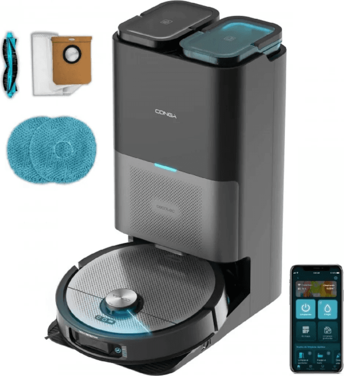 Cecotec Conga 15090 SpinArm Home&Wash Negro, Plata