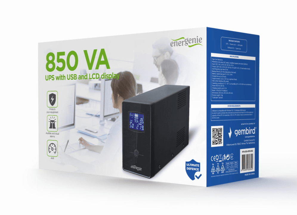 Gembird EG-UPS-032 sistema de alimentación ininterrumpida (UPS) 0,85 kVA 510 W 3 salidas AC