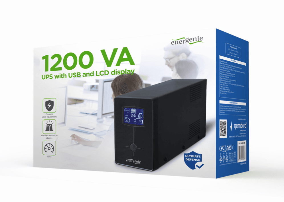 Gembird EG-UPS-033 sistema de alimentación ininterrumpida (UPS) Línea interactiva 1,2 kVA 720 W 3 salidas AC