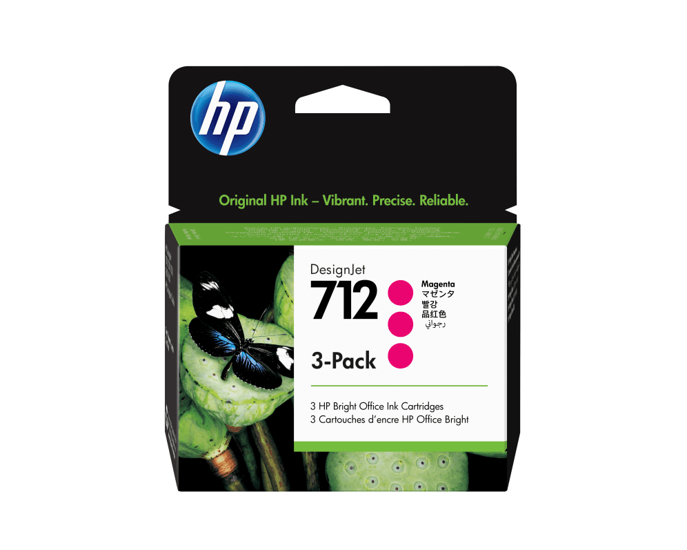 HP Paquete de 3 cartuchos de Tinta DesignJet 712 magenta de 29 ml