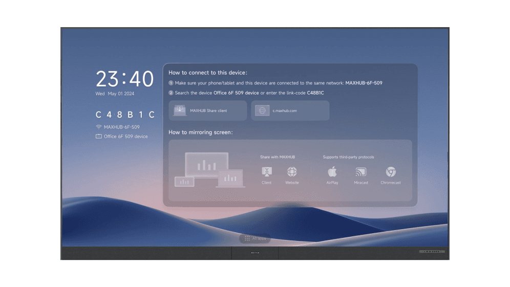 MAXHUB LX138V07 pantalla para sala de reuniones 3,51 m (138") 1920 x 1080 Pixeles LED Wi-Fi 6 (802.11ax) Negro Bluetooth