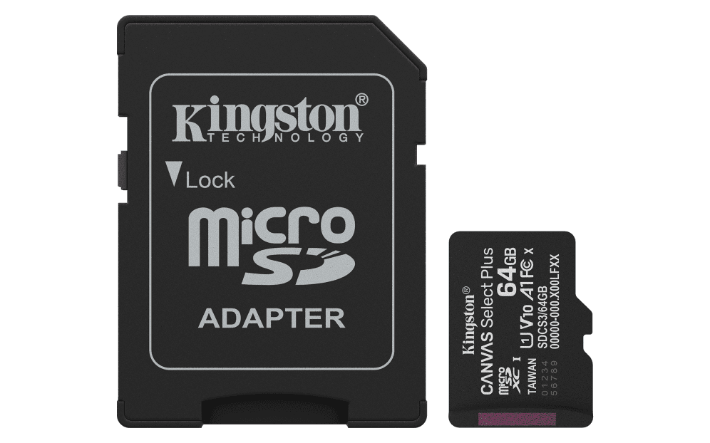 Kingston Technology 64GB microSDXC Canvas Select Plus Gen3 100MB/s A1 (Incluye adaptador de SD)