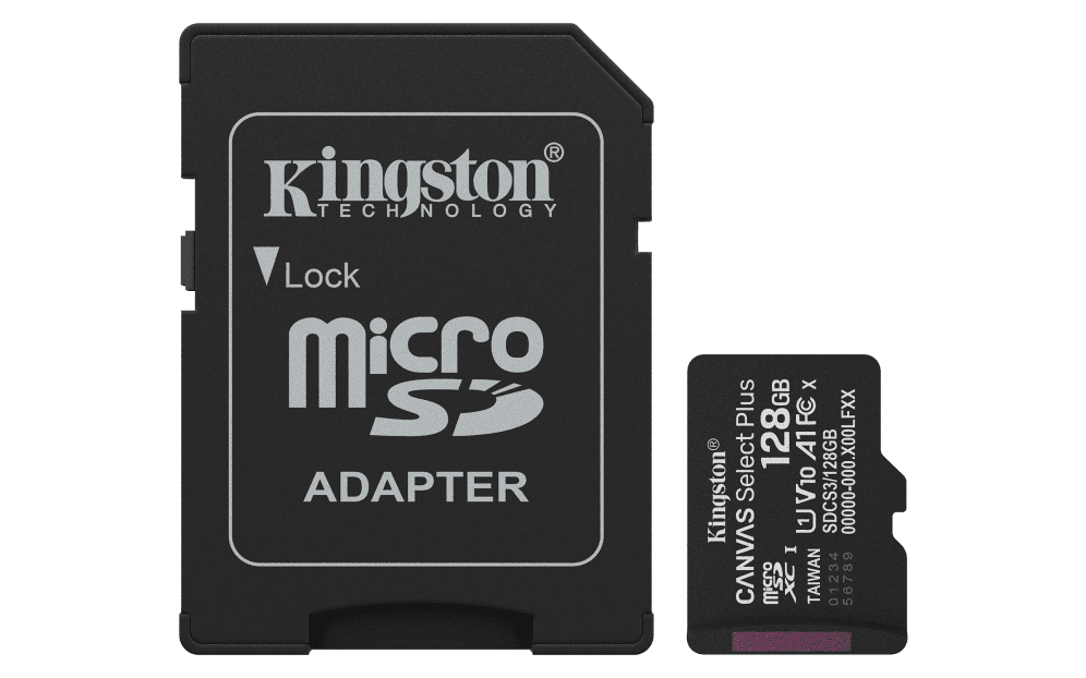 Kingston Technology 128GB microSDXC Canvas Select Plus Gen3 150MB/s A1 (Incluye adaptador de SD)