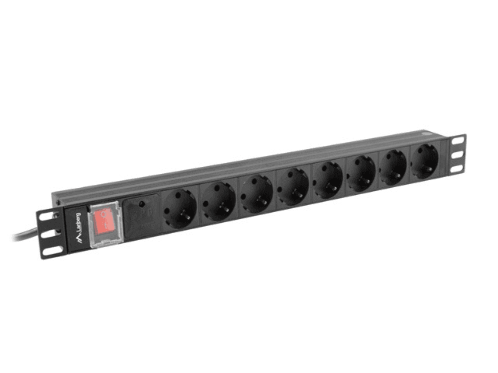 Lanberg PDU-08F-0200-BK unidad de distribución de energía (PDU) 8 salidas AC 1U Negro