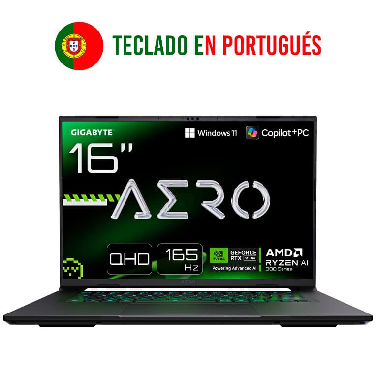 GIGABYTE AERO X16 1VH93PTC94AH ordenador portatil AMD Ryzen AI 7 350 Portátil 40,6 cm (16") WQXGA 16 GB DDR5-SDRAM 1 TB SSD NVIDIA GeForce RTX 5060 Wi-Fi 6E (802.11ax) Windows 11 Home Portugués Gris