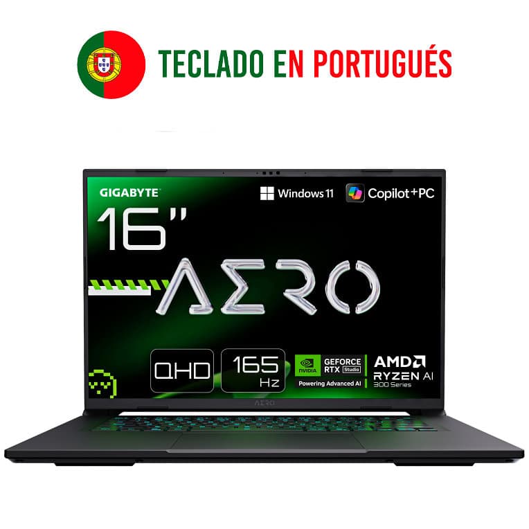 GIGABYTE AERO X16 2WHA3PTC64AH Copilot+ PC AMD Ryzen AI 9 HX 370 Portátil 40,6 cm (16") WQXGA 32 GB DDR5-SDRAM 1 TB SSD NVIDIA GeForce RTX 5070 Wi-Fi 6E (802.11ax) Windows 11 Home Gris