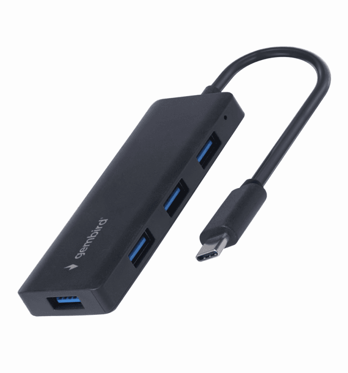 Gembird UHB-CM-U3P4-02 base para portátil y replicador de puertos Alámbrico USB 3.2 Gen 1 (3.1 Gen 1) Type-C Negro