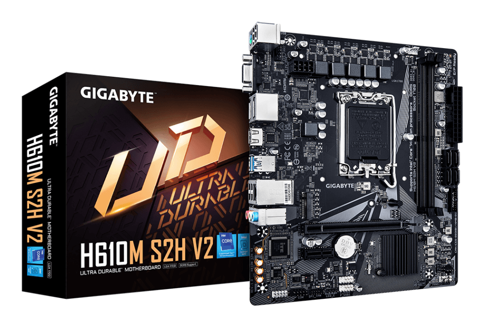 GIGABYTE H610M S2H V2 Placa base - Soporta CPUs Intel Core de 14ª generación, 4+1+1 Fases Híbridas VRM Digital, hasta 5600MHz DDR5, 1xPCIe 3.0 M.2, GbE LAN, USB 3.2 Gen 1